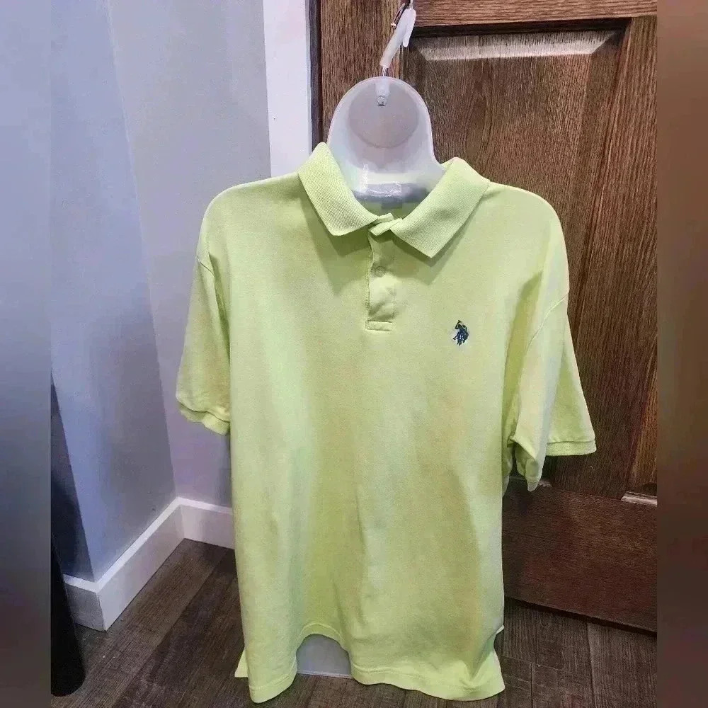 U.S. Polo Assn Men's Luxury Feel Pony Polo Shirt Sz L Lime Green Short Sleeve